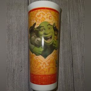 5170 Tupperware Dreamworks Shrek 16 Oz Tumbler orange cup Shrek, donkey, Fiona.